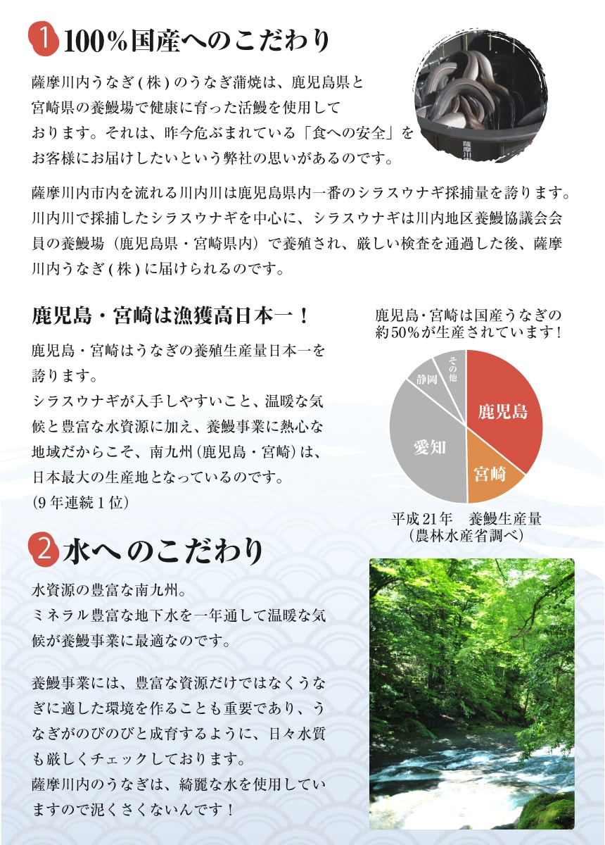 100%国産うなぎ（鰻・ウナギ）へのこだわり