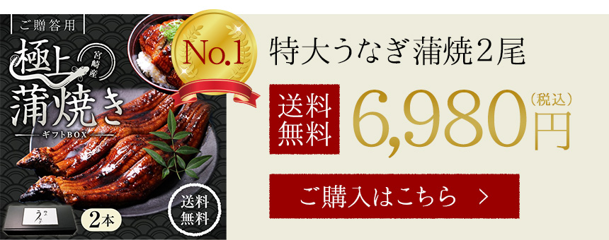 特大うなぎ（鰻・ウナギ）蒲焼２尾