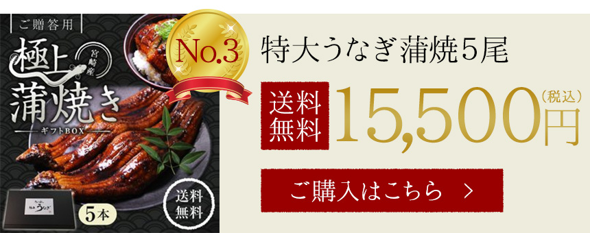 特大うなぎ（鰻・ウナギ）蒲焼５尾